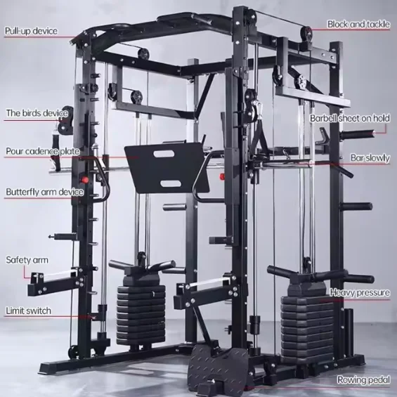 HT Commercial Smith Machine Trainer Deep Squat Frame Type Horizontal Push Frame Multifunctional Gantry Fitness Equipment