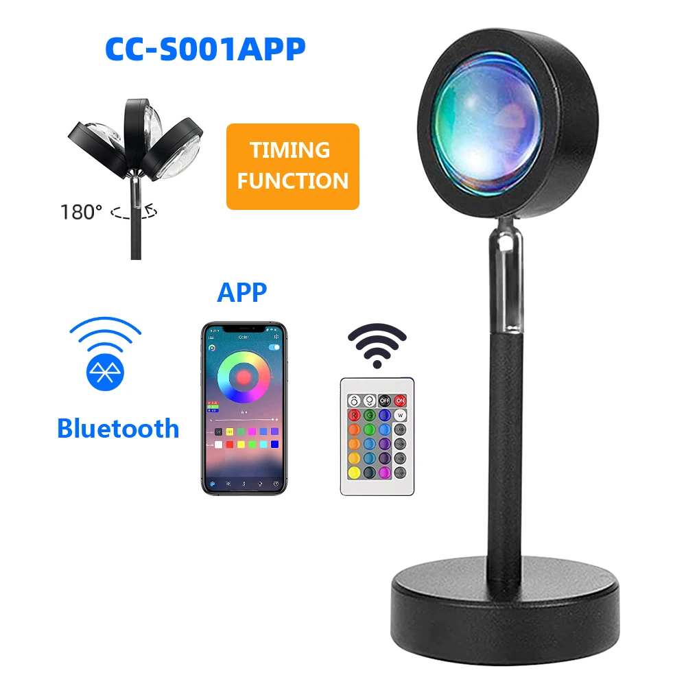 Sunset Projection Lamp Color Change Aluminum Alloy Projector Smart App Rainbow Lamp LED  Light Halo Lamp
