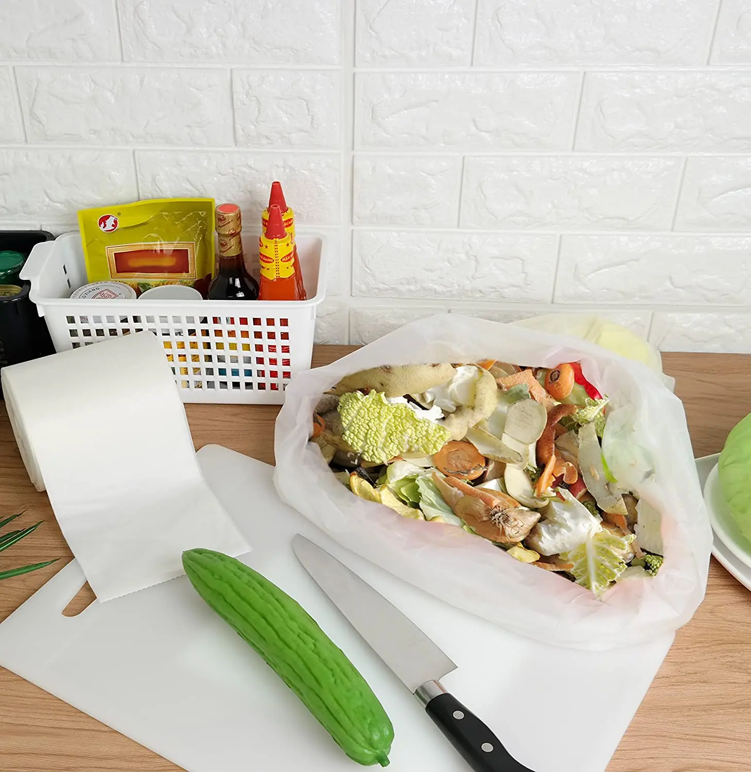 Compostable Garbage Bag On Roll Degradable Plastic Degradable Supermarket One-Piece Bag