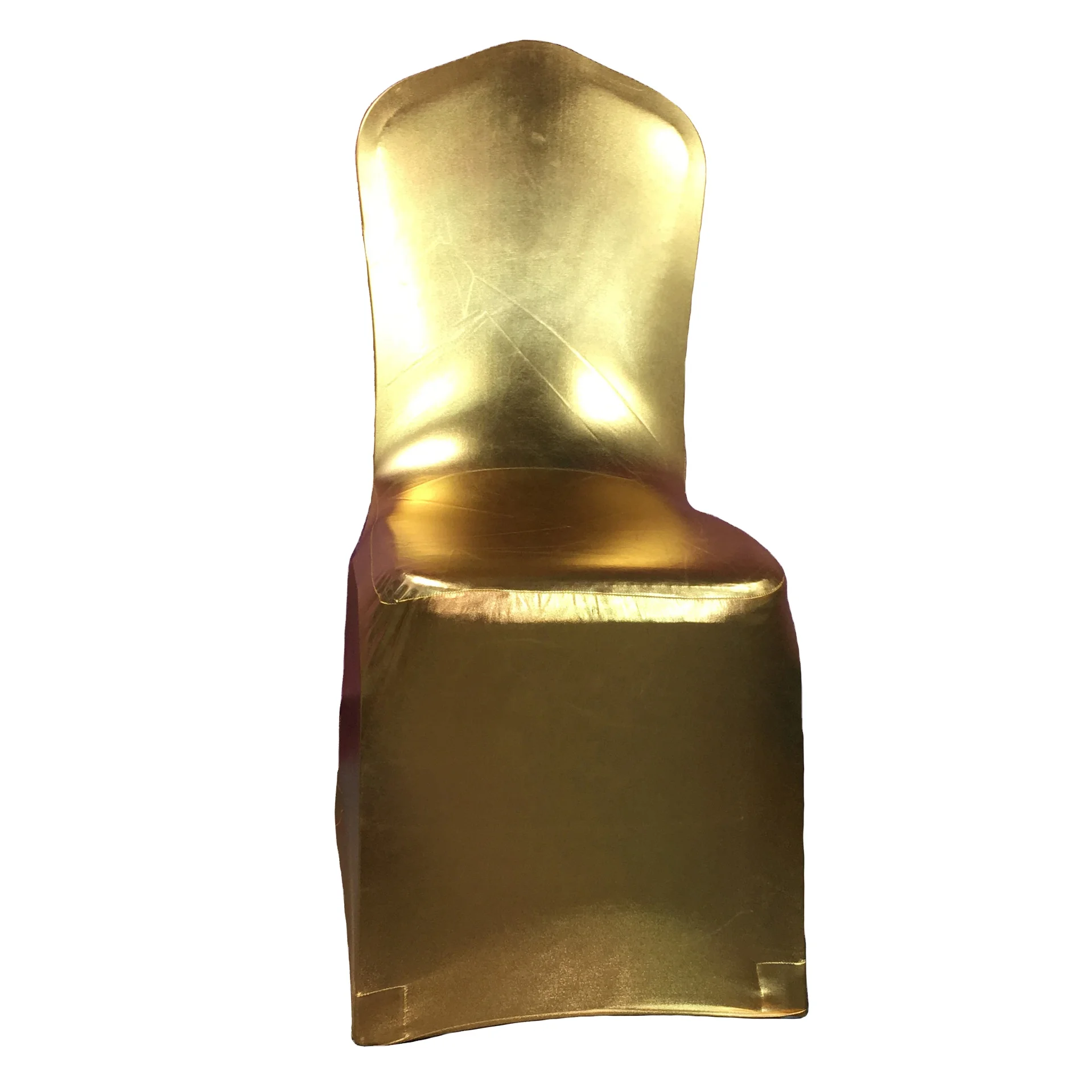 Manufacturers for high-end modern design spandex stretch  hotel wedding banquet  bronzing gold elastic four-corner chair cover