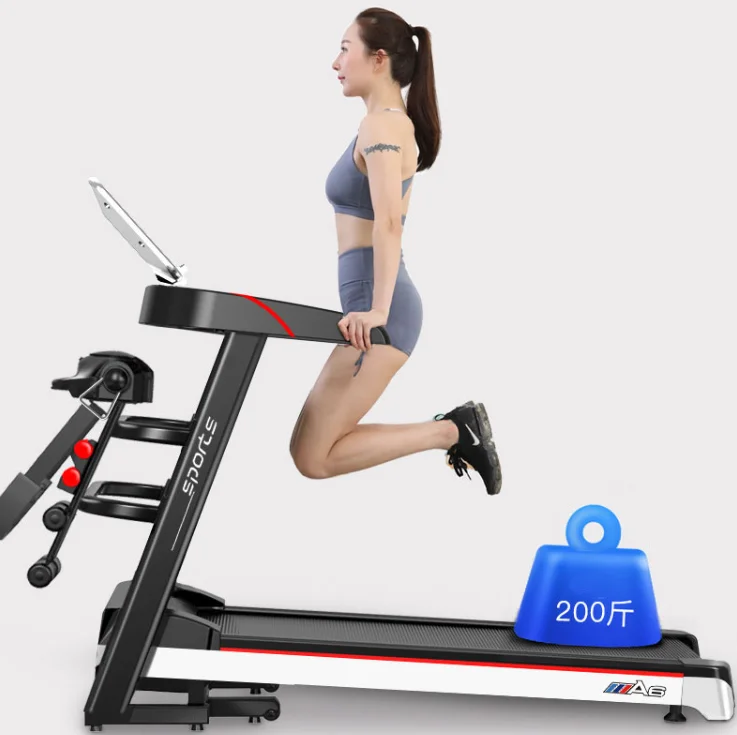 Home Fitness Electric Treadmill with Silent Blue LCD Screen Single or Multi-Function Free Installation for Users up to 100kg