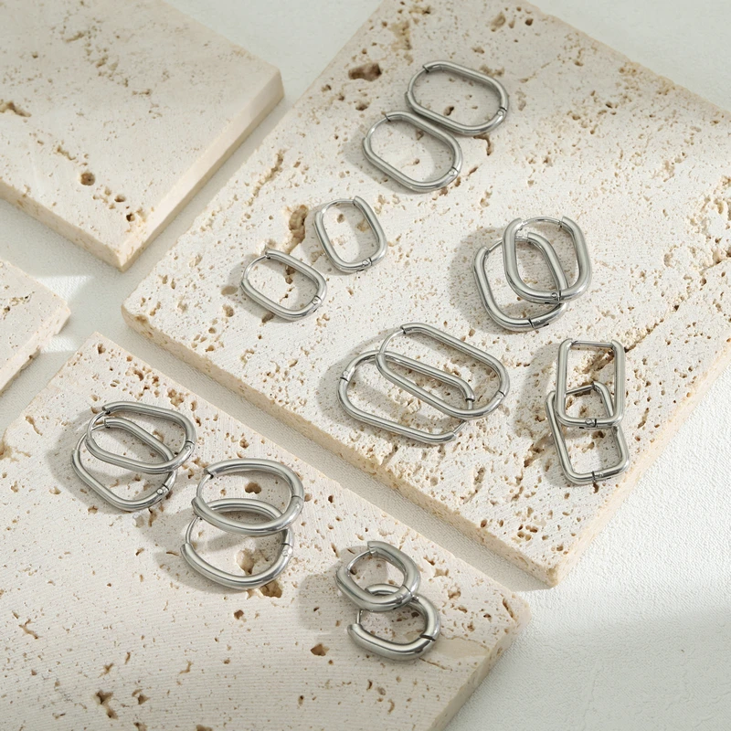 Vintage Oval Gold Hoops Earrings Women Gold Dangle For Women Minimalist Stainless Fashion Earrings Aesthetic Jewely