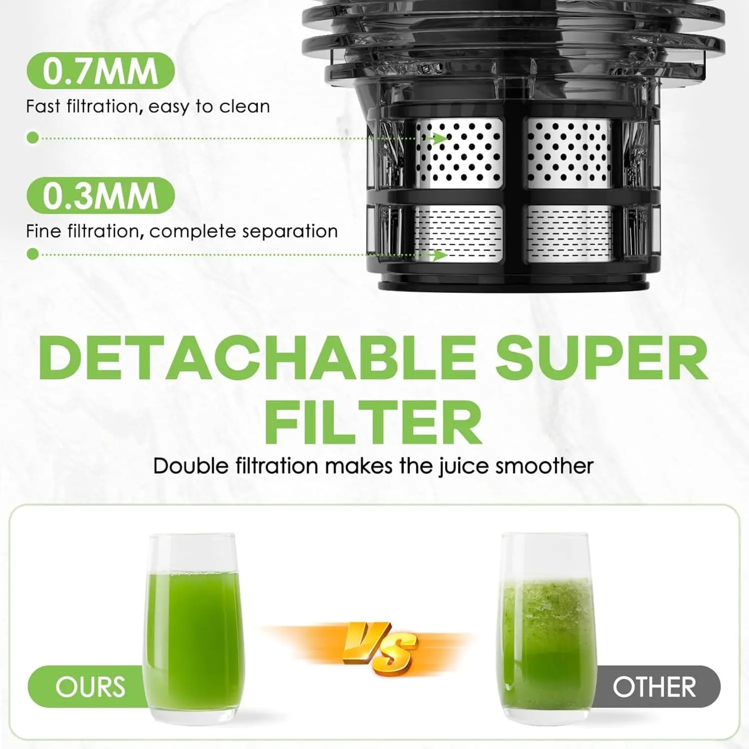 Masticating Juicer 350W Slow Cold Press Juicer with Extra-Large Feeding Chute Juicer Machines for Whole Fruits and Vegetables