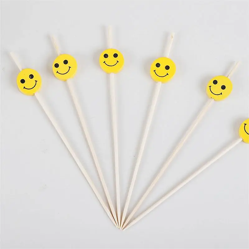 Eco-friendly Customized Bamboo Wood Decorative Party Toothpick Kids Lunch Accessories Fruit Picks Burger Skewers
