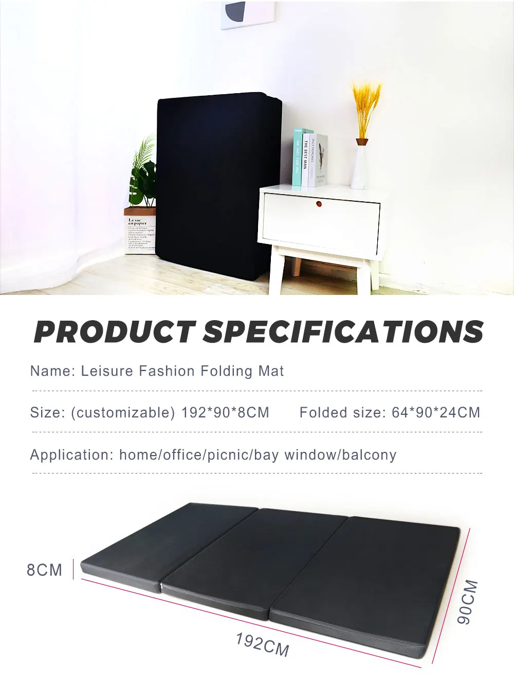 Portable Vacuum Packed 3 In 1 Memory Foam Folding Mattress Triple Folding Mattress for Home Camping Sleeping