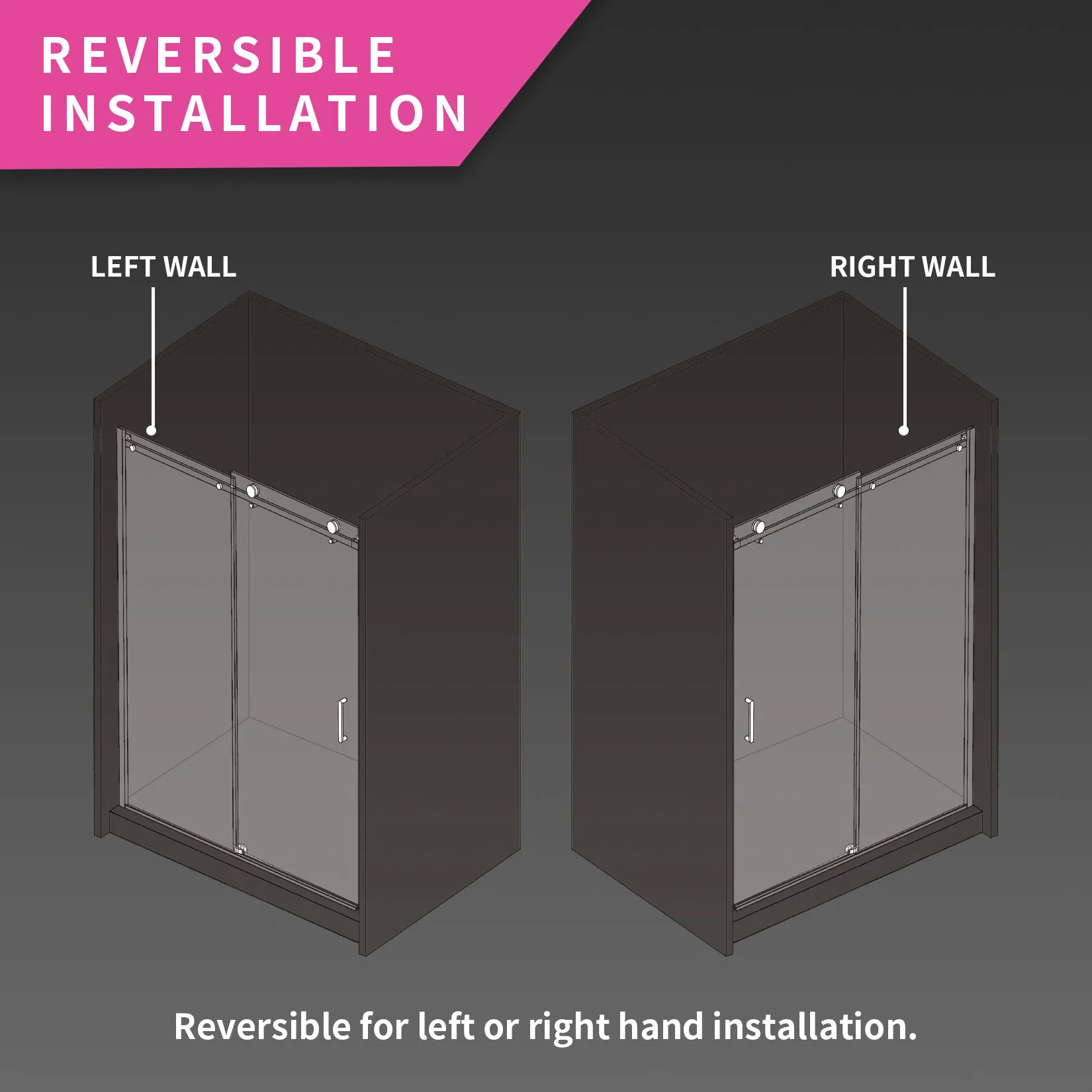 8113S Matte Satin Black Frame 304 SS Soft Close Sliding Tempered Glass Shower Door Clear Sale Choice Blue Customized Steel Anti