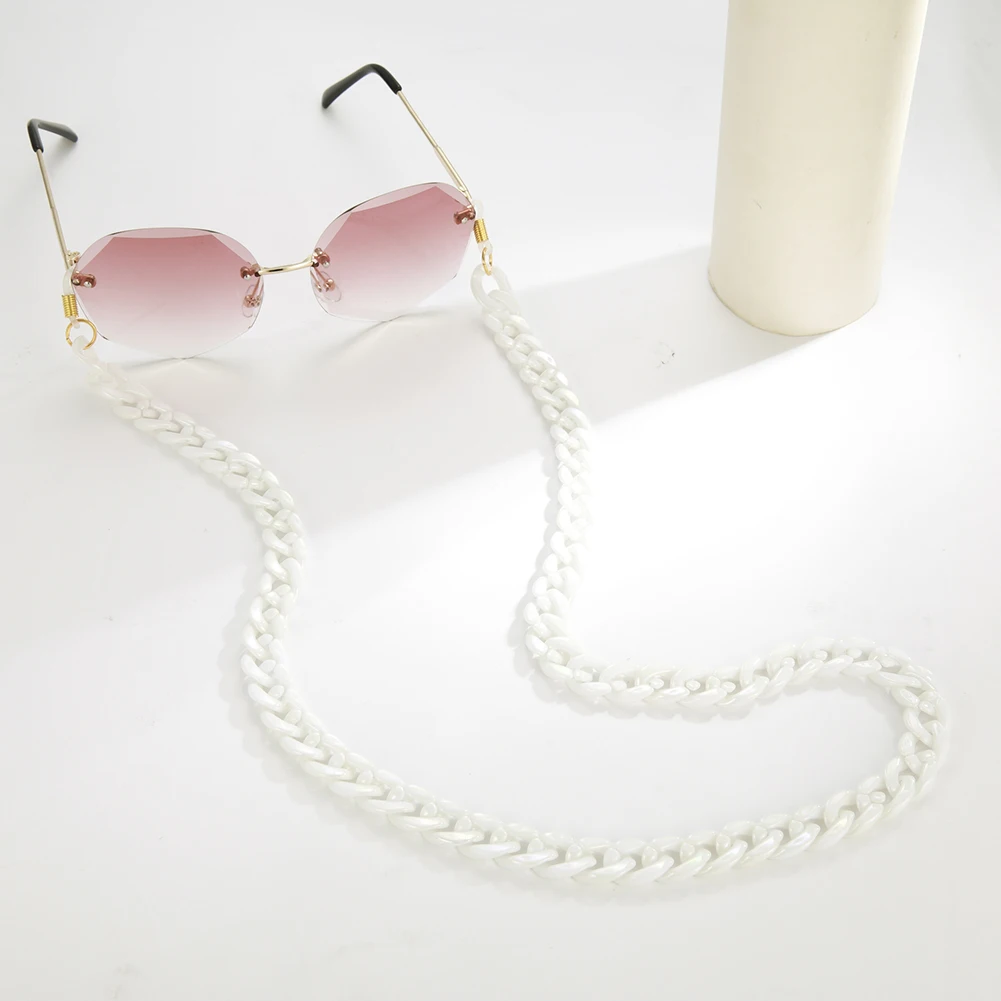 Pearl-White Acrylic Sunglasses Chain Women Lanyard Glasses Chain Straps Anti-slip Eyeglasses Accessories Neck Holder