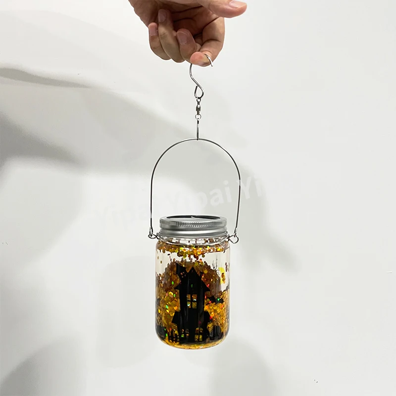 Sublimation crystal transparent Waterproof 11oz glass wind spinner Camping Solar Mason Jar Light for sublimation and glitter
