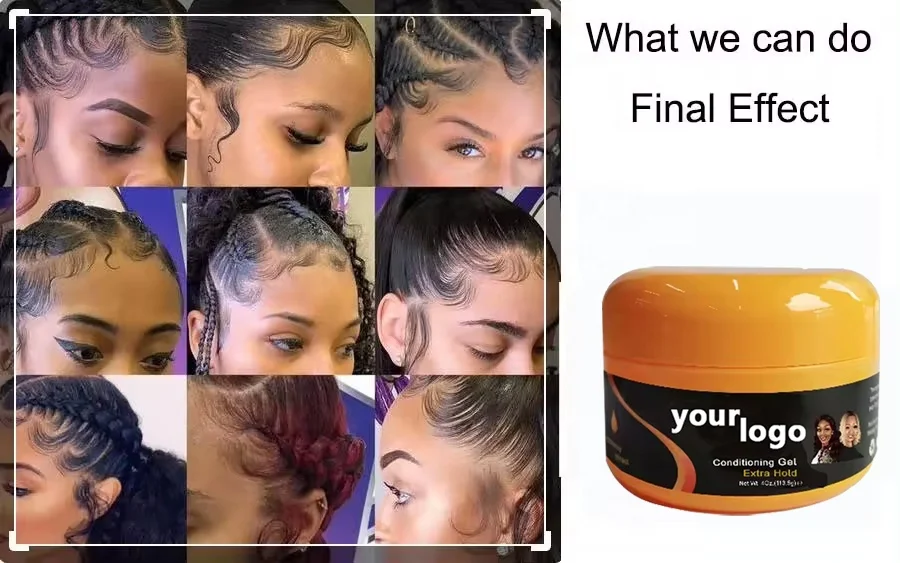 New arrivals 4oz hair wax braid gel Edge Control for African Wholesale Hair Edge Control No Label strong hold Braiding Gel