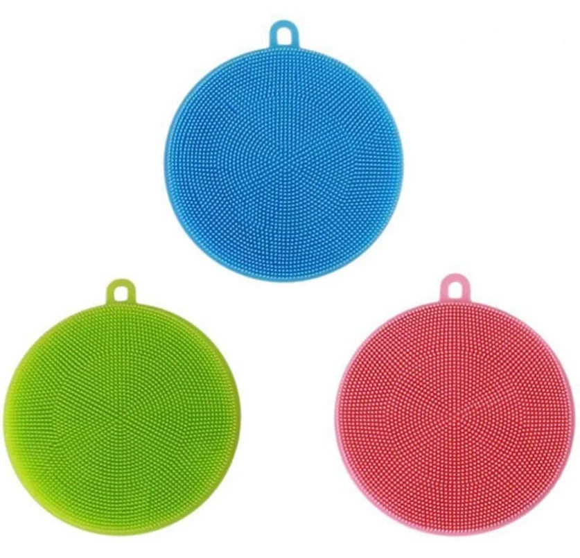 Heat Insulation Pad Dishwashing Cleaning Circular Brush Silicone Dish Scrubber