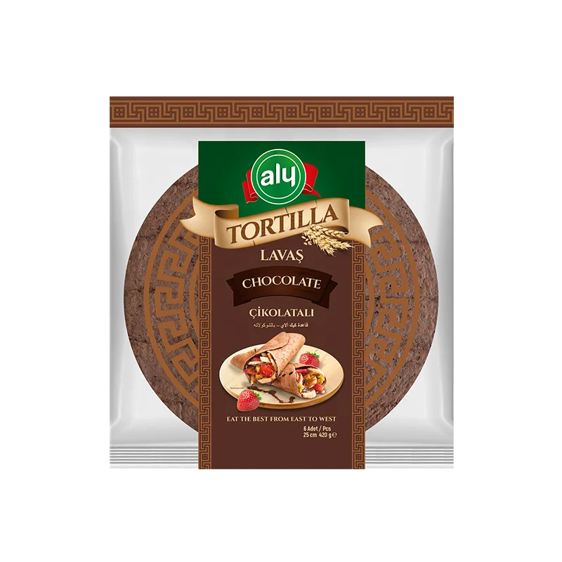 Tortilla 25 см 6 шт. шоколадные дрожжи хлеб плоский Арабский Лаваш Aly фирменный пакет на молнии 420 г (12 упаковок в одной