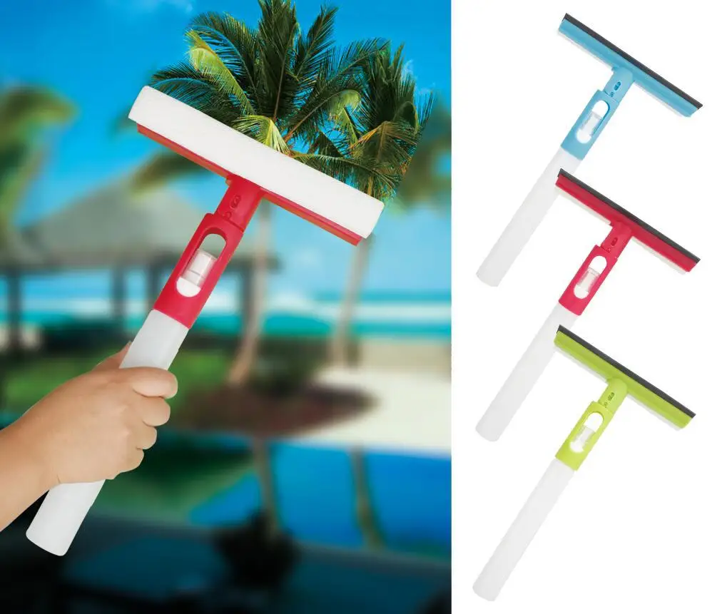 Т-образный вращающийся стеклоочиститель с мягкой ручкой из ТПР скребок для бутылки распылителем воды и нескользящая длинная ручка