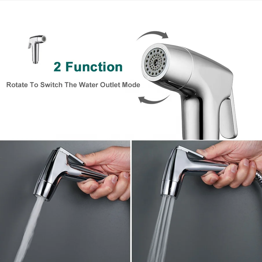 Bathroom 2 Mode Spray Water Clean Chrome ABS Handheld Bidet Sprayer for Toilet