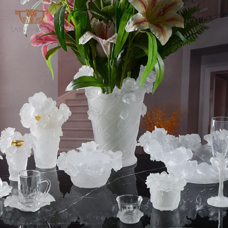 Handmade Luxury Crystal Rose Flower Glassware Party Bubbly Champagne Wine Juice Goblet Cup