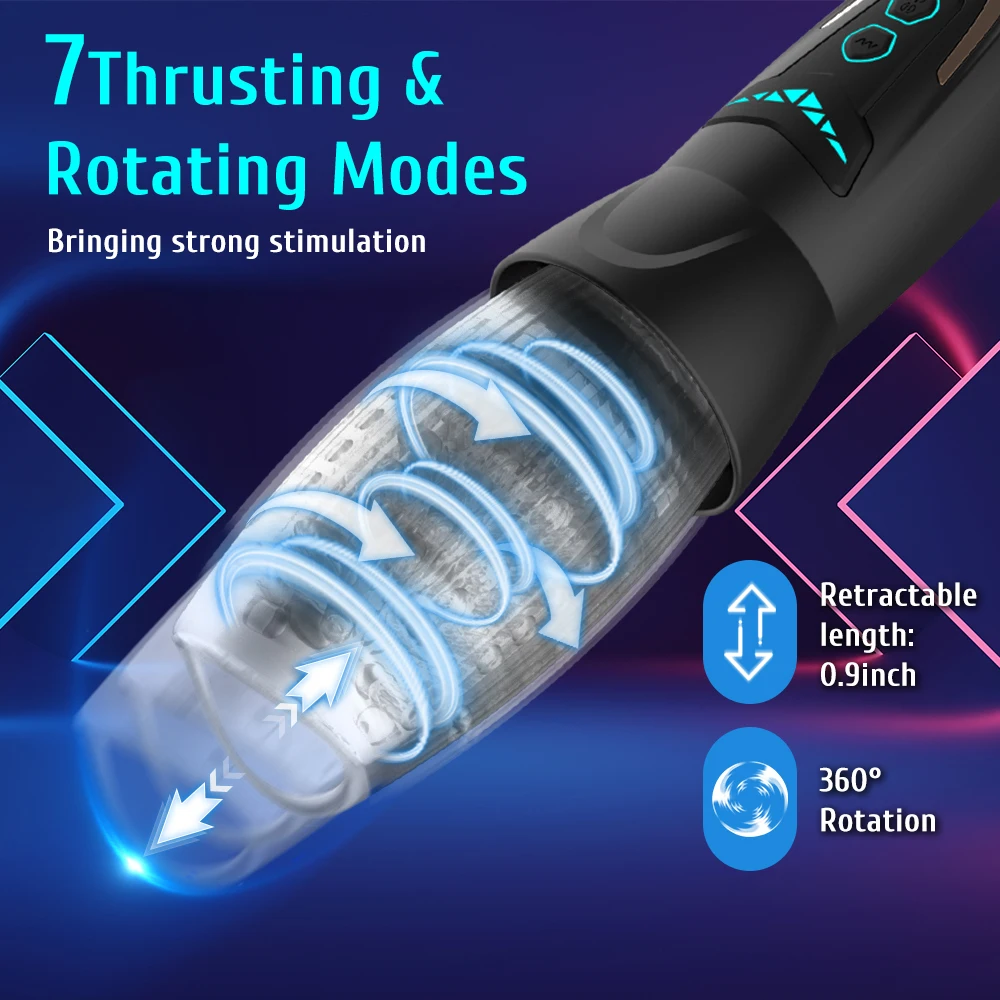 7 Thrusting Rotating 10 Vibrating Modes Adult Toys Men Masturbation Machine Electric Pocket Pussy Male Stroker Sex Toys For Men