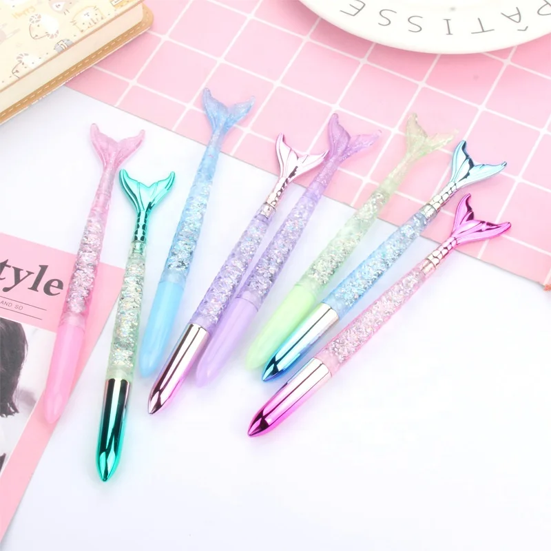 2023 new creative lovely promotional custom logo 0.5 mm fishtail pen mermaid ballpoint pen