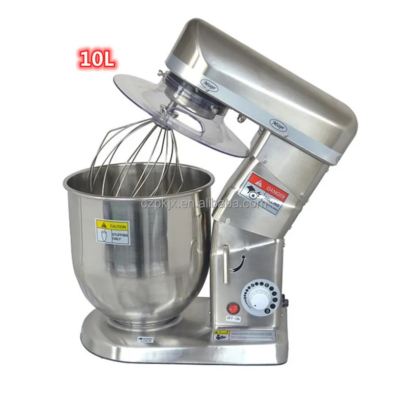 Electric Commercial Stand Mixer, 10L Dough Hook, Flat Beater Attachments, Splash Guard with Whisk, Stainless Steel