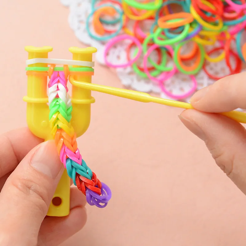 10000pcs+ Colorful Loom Bands Set Candy Color Bracelet Making Kit DIY Girls Craft Toys Rubber Band Woven Bracelet Kit
