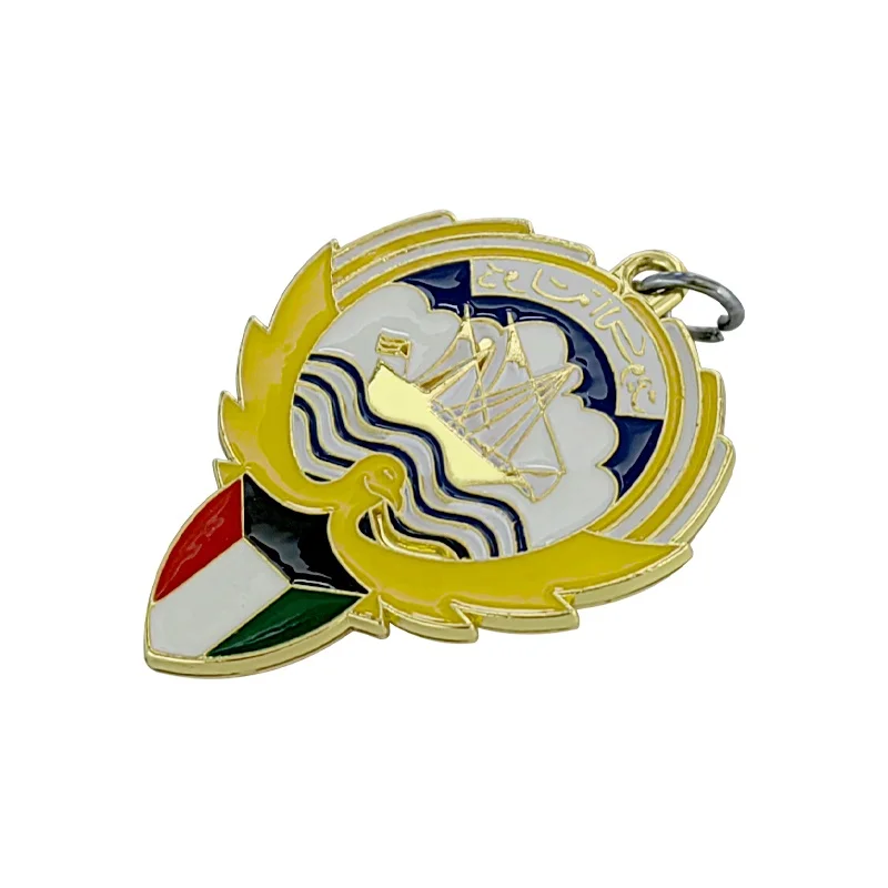 Spot car modification personality creative 3D metal keychain belt buckle small pendant Kuwait flag badge key chain key ring