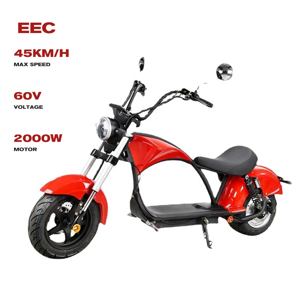 EEC Wholesale 2000w 60v12ah Lithium Battery City Harleyment Fat Tire Electric Scooter For Adults