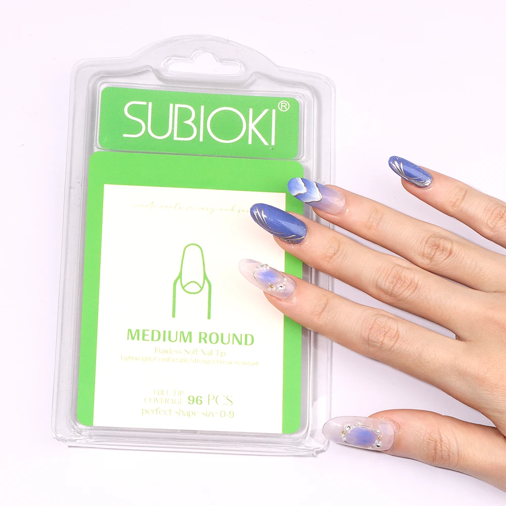 10 Sizes Full Cover Oval Shaped Round Nail Tips For Diy Nail Art