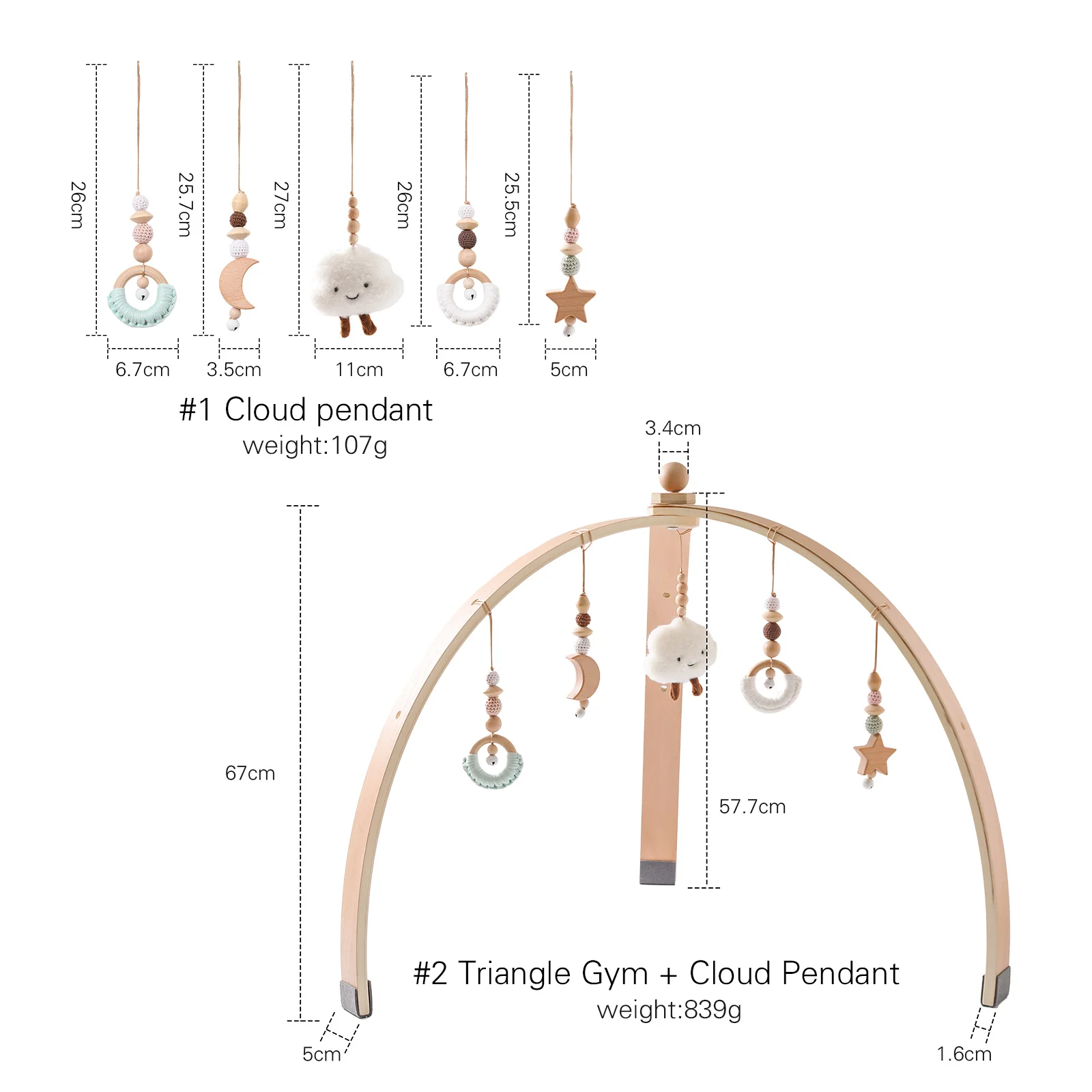 Logo Accept Wood Baby Toy Triangular Fitness Frame Baby Activity Play Gym With Baby Teething Toy