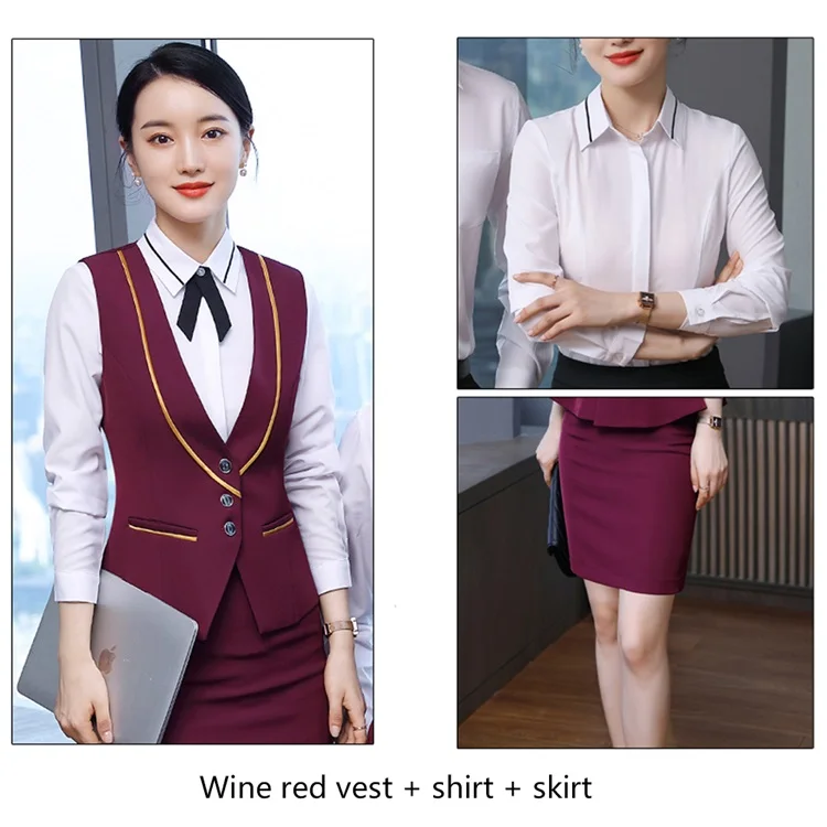 Custom Factory Direct One Stop Service Uniforms Ladies Blazer Corporate Jacket Shirt and Pant Women Staff Office Work Uniform