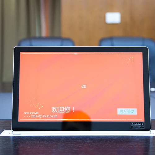 Slim Conference Room Office Table LCD Monitor Lift Microphone Display Conference Motorized Pop Up LCD Monitor Lift