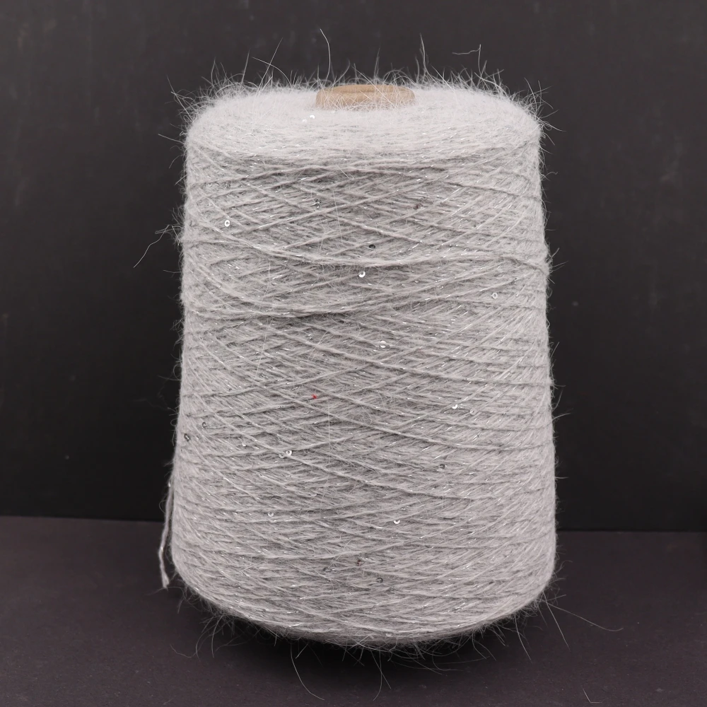 100g 600m Angora 2mm sequin  lurex yarn Angora rabbit hair cashmere wool long mink yarn Soft fluffy