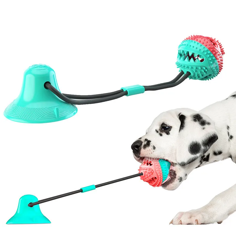 Hot Sale Pet Supplier TPR Suction Cup Grinding Teeth Missing Ball Tug of War Dog Pet Interactive Toys
