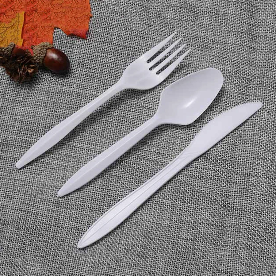 Wholesale Portable Disposable PP Plastic Tableware Restaurant Disposable Knives Fork Spoon