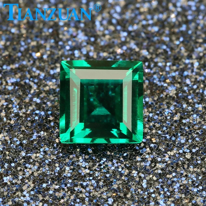 High quality Natural Gemstone Hydrothermal Emerald Stone Princess Cut Square