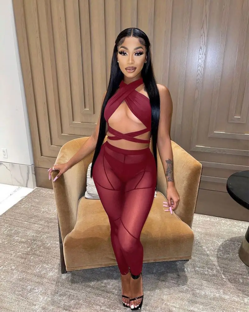 2022 Plus Size Women Ladies Long Sleeves Winter Two Piece Outfits Joggers Sweatshirts Pants Set Mesh 2 Piece Sets Fall Clothes