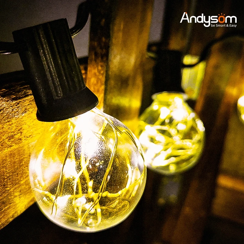 G40 LED String Light Copper Wire Globe Fairy String Garland Light 8 Mode Patio String Light for Wedding Party Holiday Decor