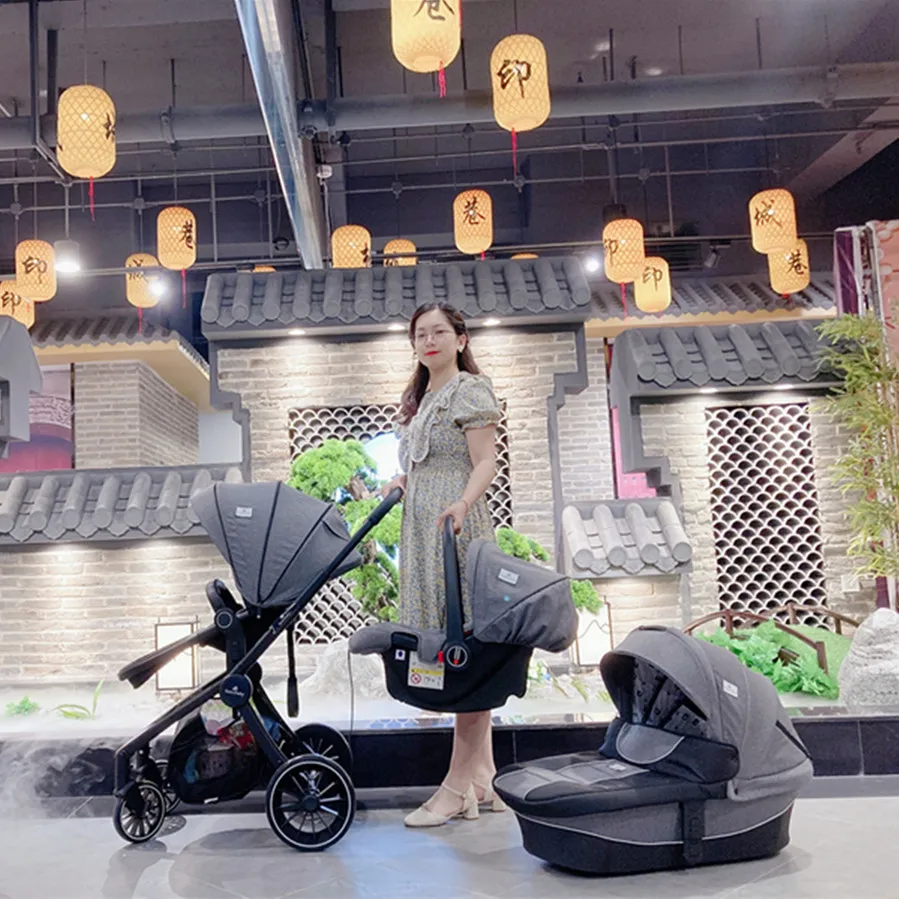 Billig Luxus Reisesystem Falten  Babywagen 3 in 1 Kangaroo Baby Kinderwagen 3 1