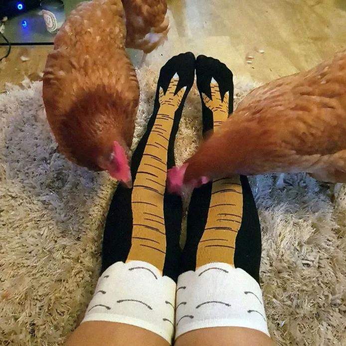 Women Novelty Knee-High Thigh-High Chicken Legs Stockings Funny Cosplay Slim Chicken Feet Socks Cute Over-The-Knee Socks