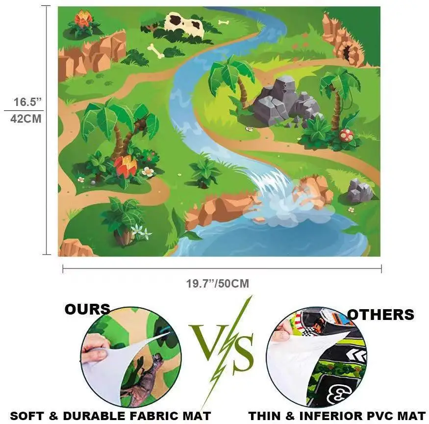 Dinosaur Toy Figure w/ Activity Play Mat,STEM Toys Educational Realistic Dinosaur Play Set 14Pcs Dinosaur