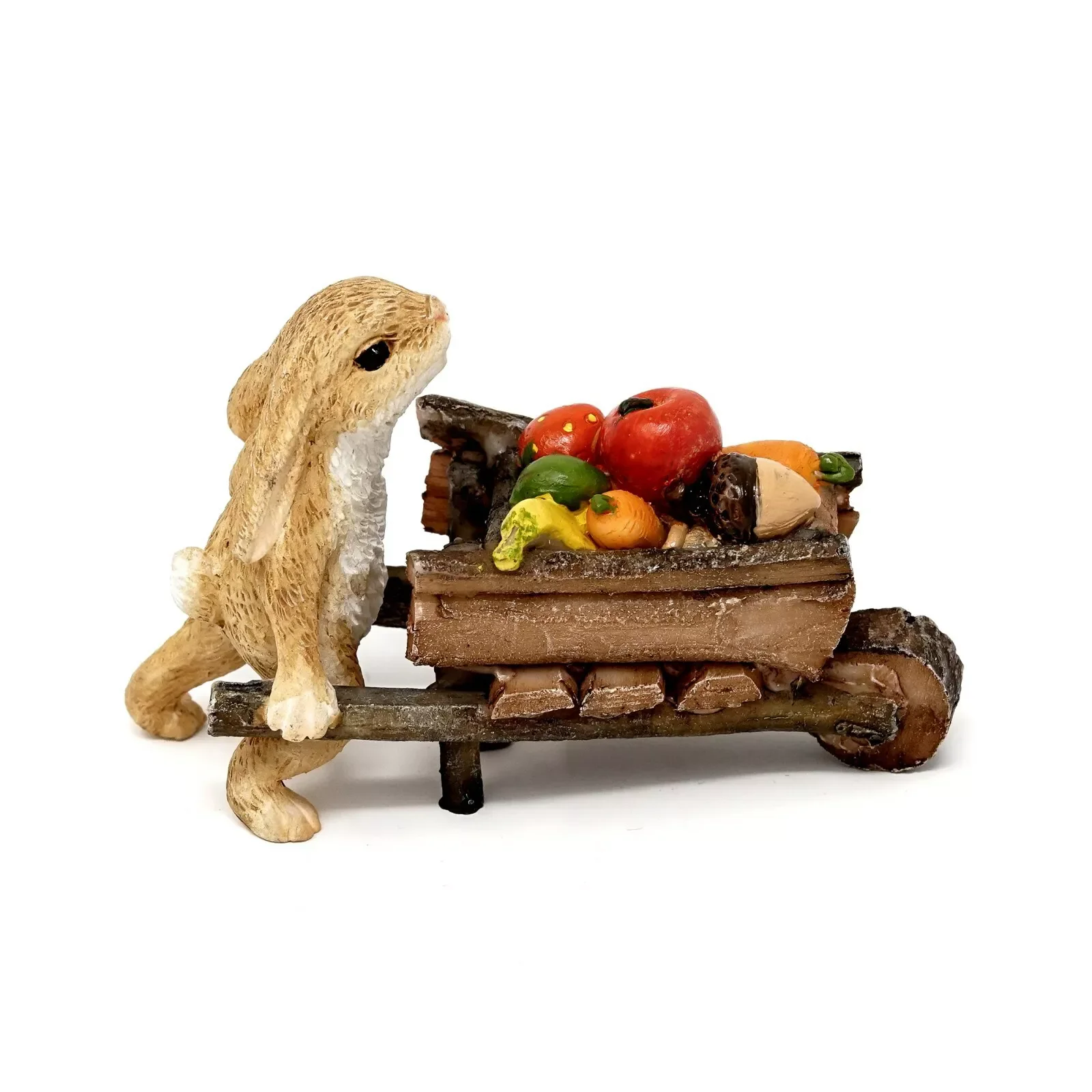 Customized Miniature Rabbit Pushing Wheelbarrow with Harvest fairy Garden Animals Accessories Home Decorating for Outdoor