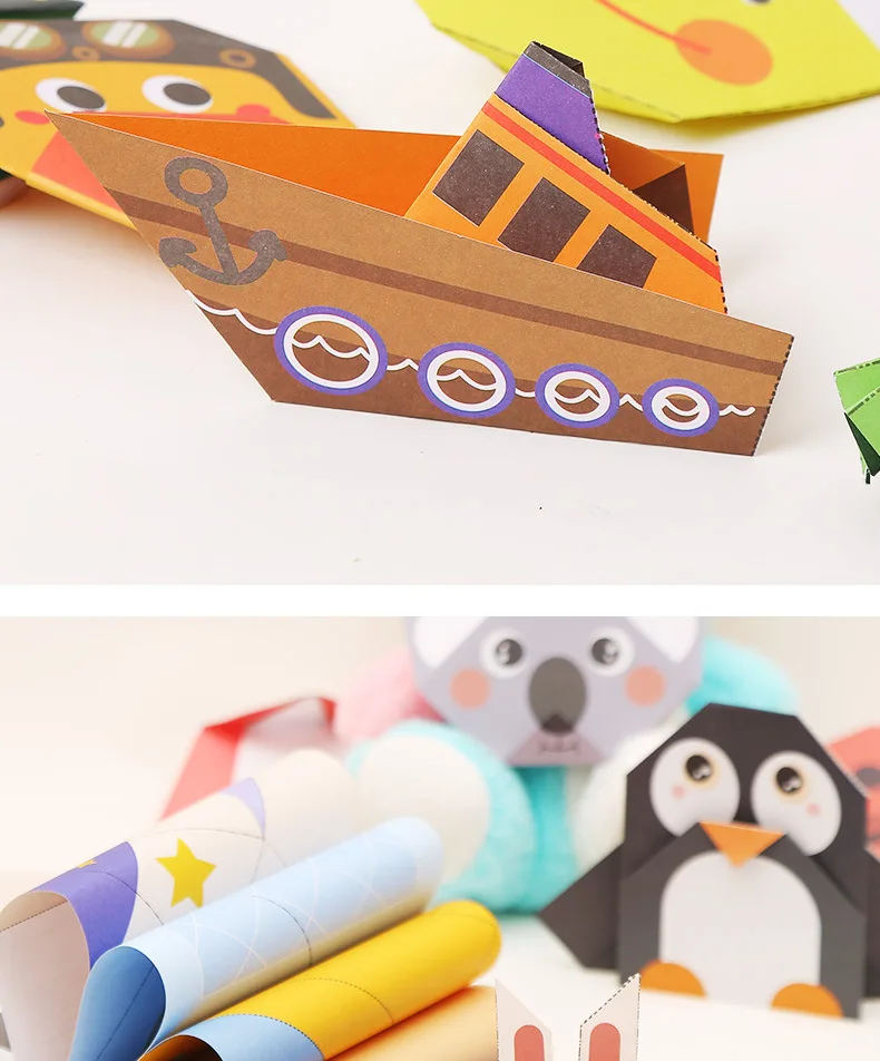 Children origami book diy fun 3d three-dimensional handmade children creative kindergarten 3-6 years old origami puzzle toys