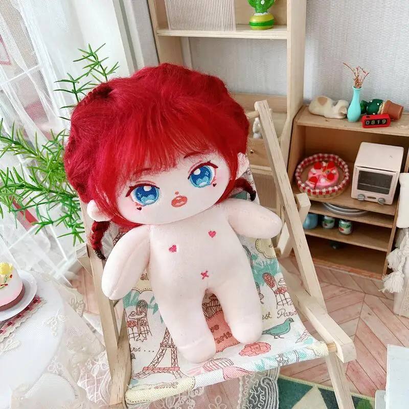Wholesale 20 cm White Silk Hair Chibi Big Head Girl Cotton With Inner PVC skeleton