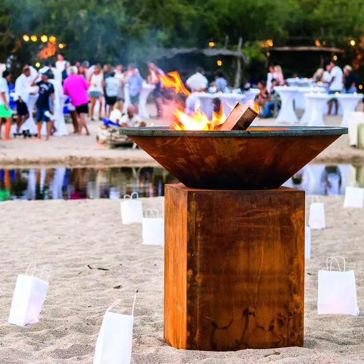 corten steel fire pit for bbq commercial wood charcoal corten steel bbq brasero corten bbq