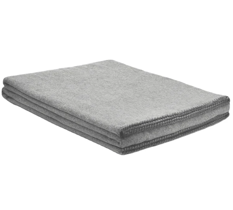 Custom pure wool, wool blend simple plain nap blanket outdoor military blanket camping blanket