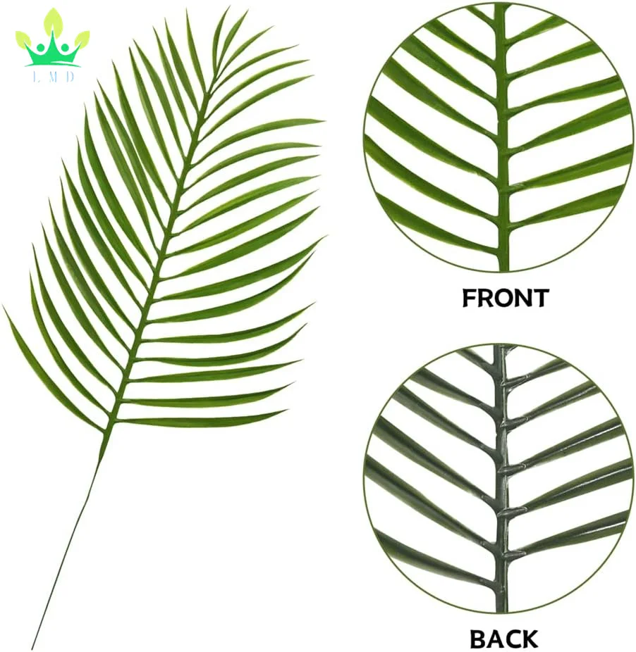Artificial Palm Leaves Tropical Plants Fronds Faux Leaves with Stem for Tropical Jungle Green Leaves Party Wedding Decoration