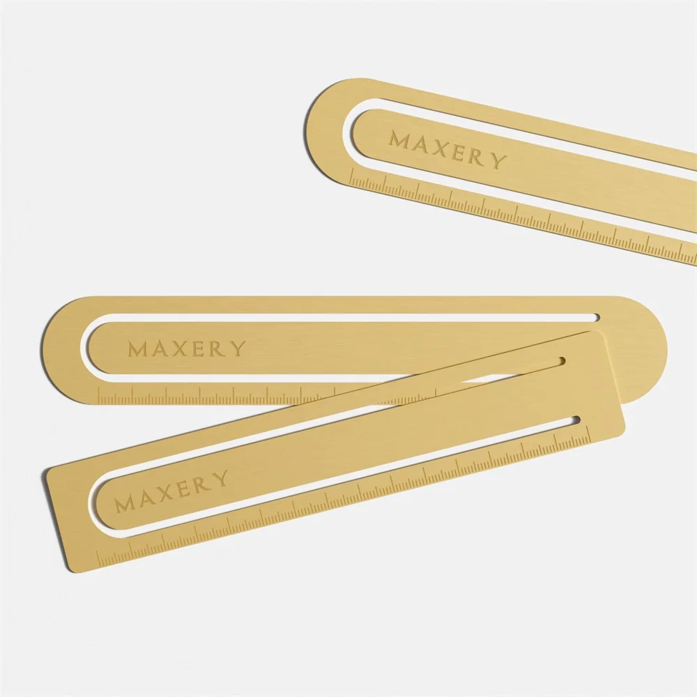 MAXERY оптовая продажа канцелярских товаров индивидуальный логотип винтажная латунь 15 см трафарет для книг металлическая