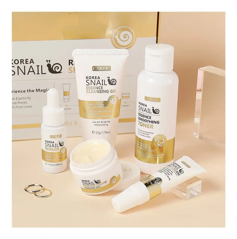LAIKOU Skin Care Moisturizing Rejuvenating Repairing Firming Korea Snail Skin Care Set