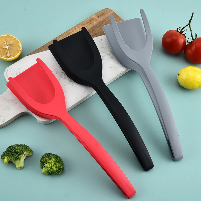 2 in 1 Nylon Utensil Grip and Flip Tongs Cooking Spatula For Steak Pancake Egg Frying Turner Kitchen Spatula