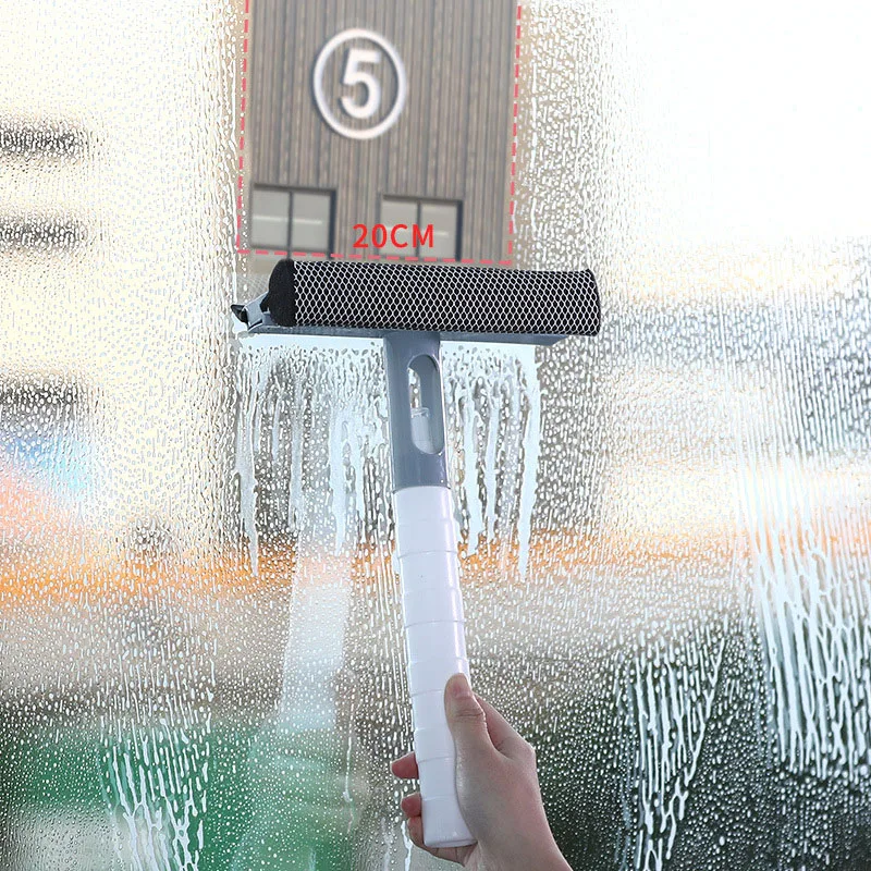 Glass Cleaning Tool Double-sided Disassemble Rod Window Cleaner Mop Squeegee Wiper with Water Spray Bottle