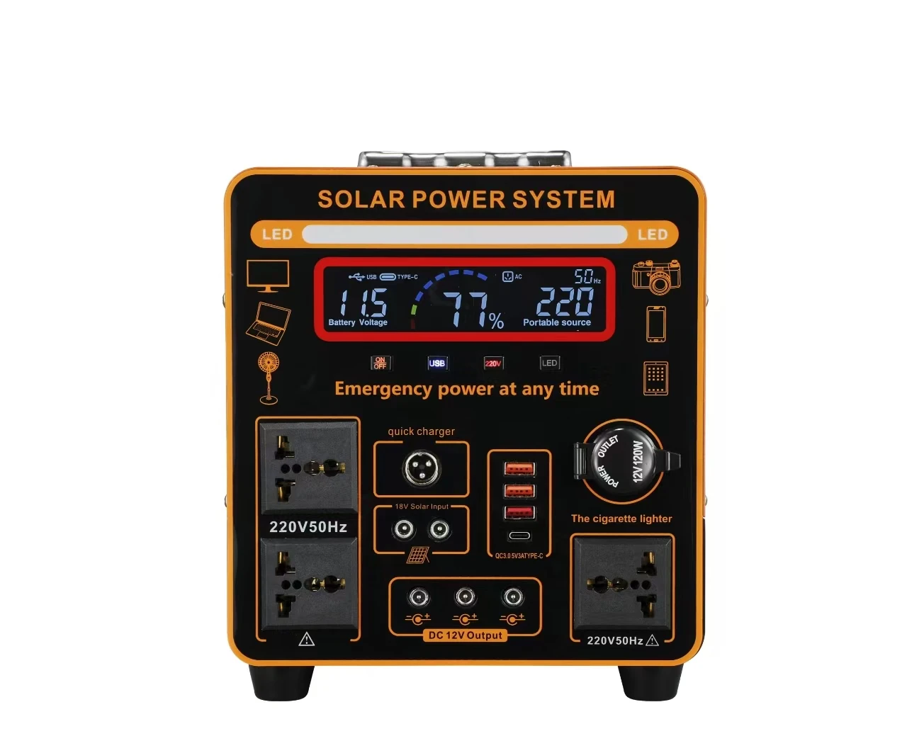 Jiri 2024 generator solar generator portable power station Type C Jump Starter Flashlight US/UK/AU/JP Plugs Rated 2000W 1800W