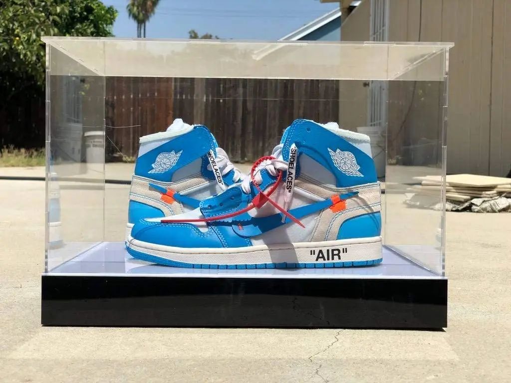 LED power light basketball shoes transparent acrylic panel display box suitable for sports souvenir product storage display box