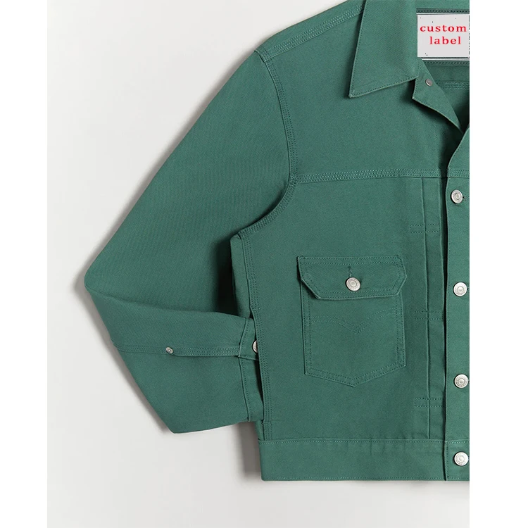 Custom button up classic patch pockets 100% canvas trucker jacket boxy fit workwear casual jackets